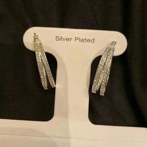 Silver Plated Hoop Crystal Earrings